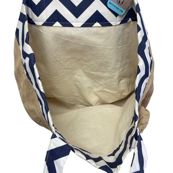 Hand Printed Upcycled Rustic Woody Pine Cone Burlap Tote Shoulder Bag Handbag - Picture 4 of 5